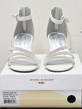 MARC FISHER Kids KENDALL SALTO style MCF127 White Rhinestone Heels Size 2 IN BOX